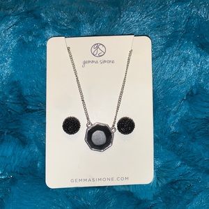 Black Necklace with Sparkly Earrings